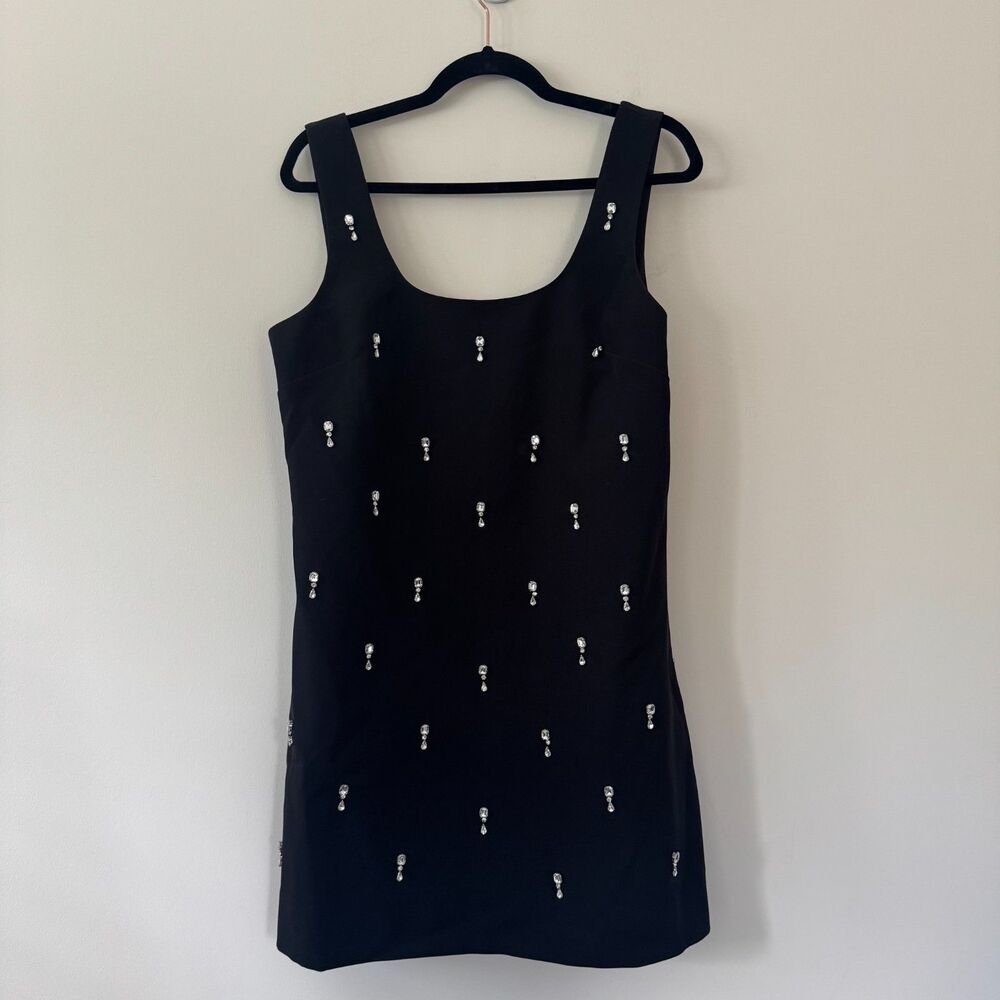 Aqua Women's Black Crystal Embellished Shift Dress Size L